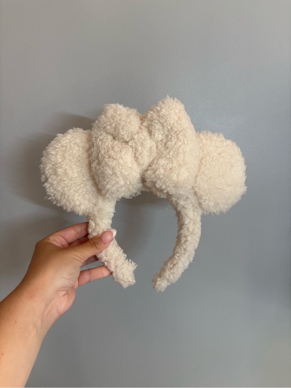 Handmade Plush Cream Fuzzy Minnie Ear Headband for adults